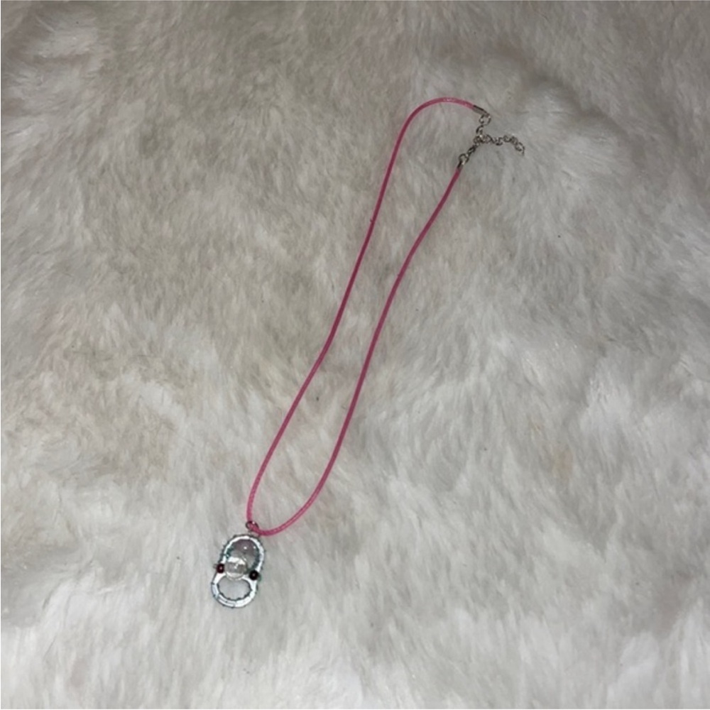 Pink and Silver Pendant Necklace